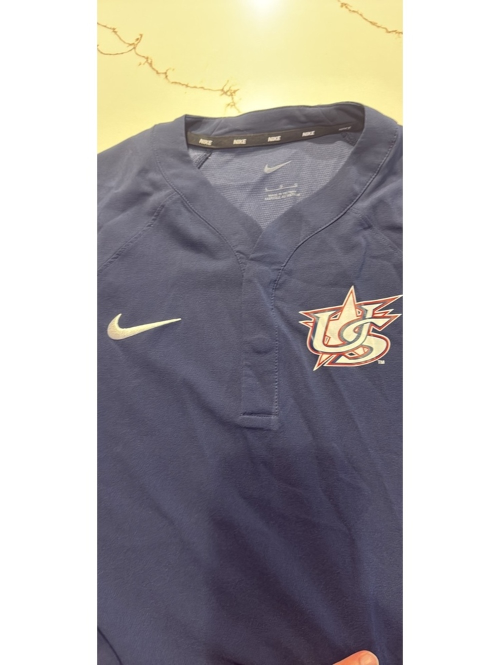 Nike Basketball Cage Jacket Navy Blue Short Sleeve Pullover Man Size Large